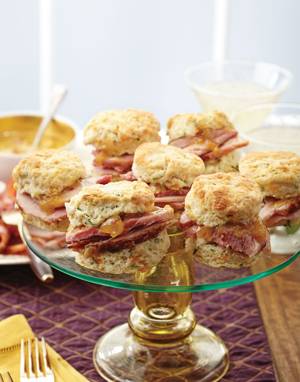 Cheddar & Chive Biscuits with Ham & Cheddar
