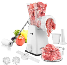  Gourmia Electric Meat Grinder 500 1000 Watt Max 3 Stainless  steel grind plates fine to coarse commercial meat grinder machine white  silver meat processor electric food mill grinder for kitchen GMG525
