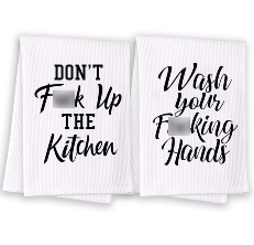 KLL Funny Kitchen Towels and Dishcloths Sets of 4 - Funny Housewarming  Gifts Ideas New Home - Cute Dish Towels for Drying Dishes - Decorative Tea