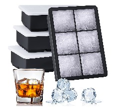 Glacio Ice Cube Trays Silicone - Large Ice Tray Molds for Making 8 Giant Ice Cubes for Whiskey - 2 Pack