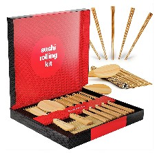 Sushi Making Kit Deluxe - Includes 2 Bamboo Sushi Rolling Mats, Rice  Spreader, Rice Paddle, 5 Pairs Chopsticks - 100% Bamboo Home Sushi Maker  Kit for