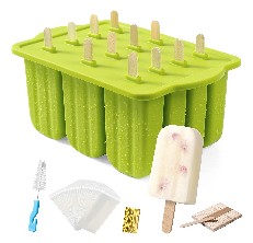 Safe Ice Pop Mold Maker. Green 3 Different color Reusable Ice Cream Popsicle Mould for Kids and Adults Popsicle Ice Mold Maker Set 