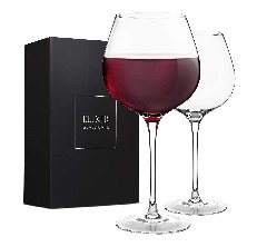 WJSX Red Wine Glasses Set of 4 Lead Free Titanium Crystal Wine Glass 21 oz Large Bowl Long Stemmed Glassware for Great Tasting Wine Perfect Wedding Birthday & Gift 