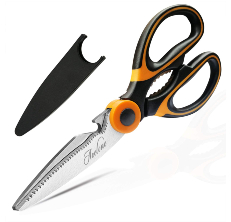 iBayam Kitchen Scissors All Purpose Heavy Duty Meat Poultry Shears,  Dishwasher Safe Food Cooking Scissors Stainless Steel Utility Scissors,  2-Pack