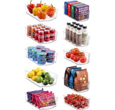 HOOJO Fridge Organizer Bins, Set of 8 Plastic Refrigerator Pantry Organizers  for Freezer and Pantry, Kitchen Cabinets, BPA-Free, Clear 