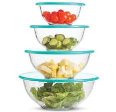 Homwin Glass Mixing Bowl Set for Baking 3-Piece Salad Bowl Set