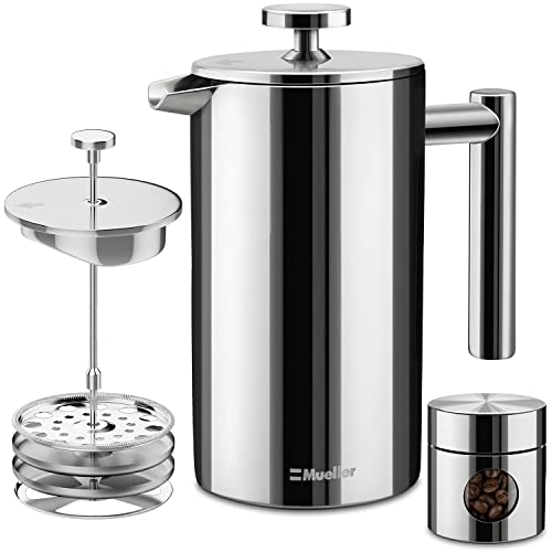 Utopia Kitchen French Press Coffee Maker, Espresso Tea and Coffee Maker  with Triple Filters 34 Ounce, Stainless Steel Plunger and Heat Resistant