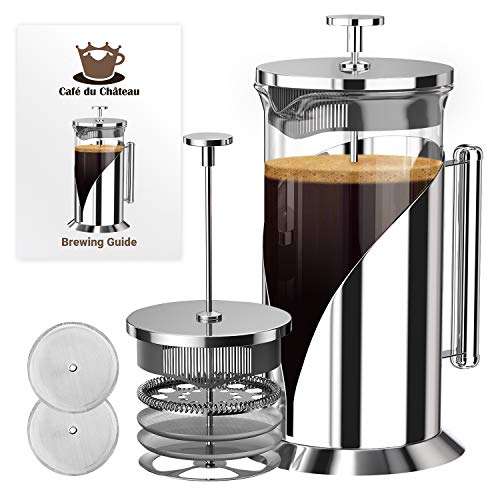 Utopia Kitchen French Press Coffee Maker, Espresso Tea and  Coffee Maker with Triple Filters 34 Ounce, Stainless Steel Plunger and Heat  Resistant Borosilicate Glass - Black: Home & Kitchen