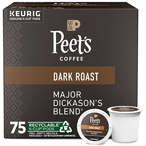 Peet's Coffee Dark Roast K-Cup Pods - Major Dickason's Blend 75 Count