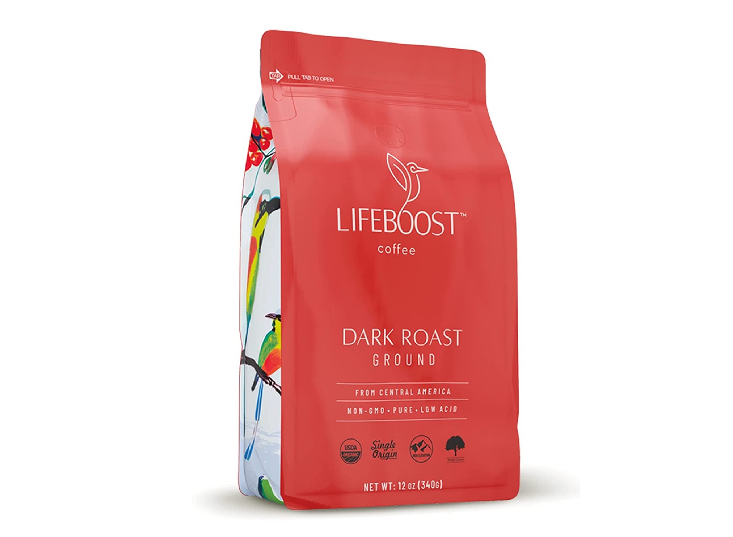 The LIFEBOOST Coffee Dark Roast Ground sold on Amazon