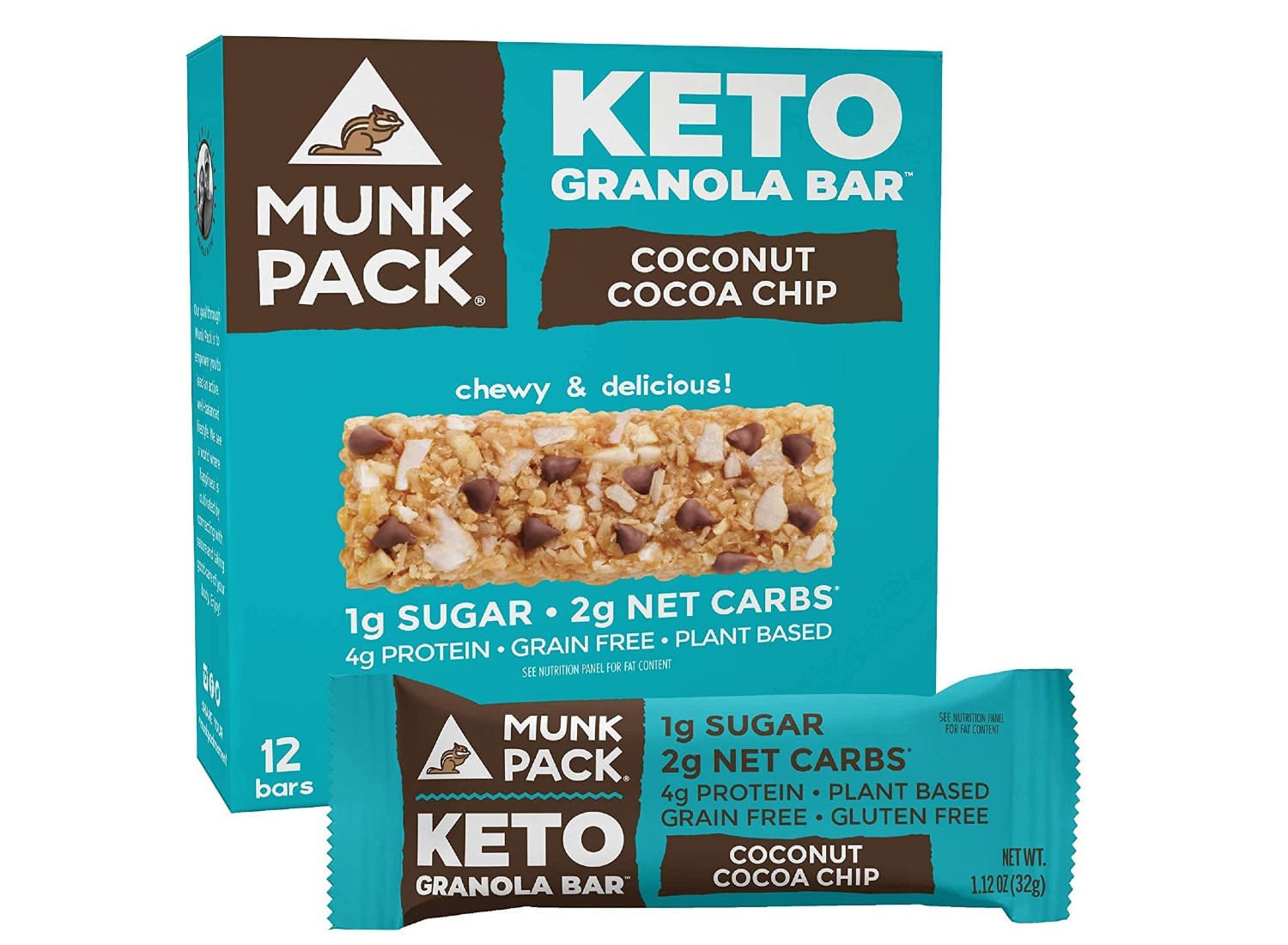 The Munk Pack Chewy Chocolate Chip Granola Bar sold on Amazon